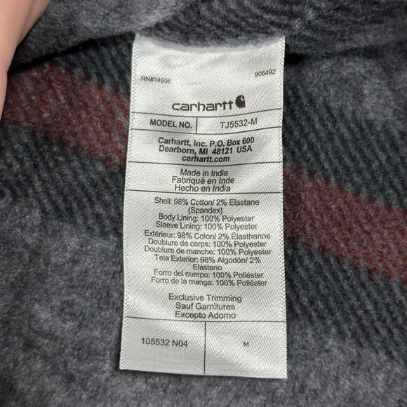 New Carhartt Rugged Flex Relaxed Fit Canvas Fleece-Lined Shirt Jacket Black Med - Picture 16 of 16